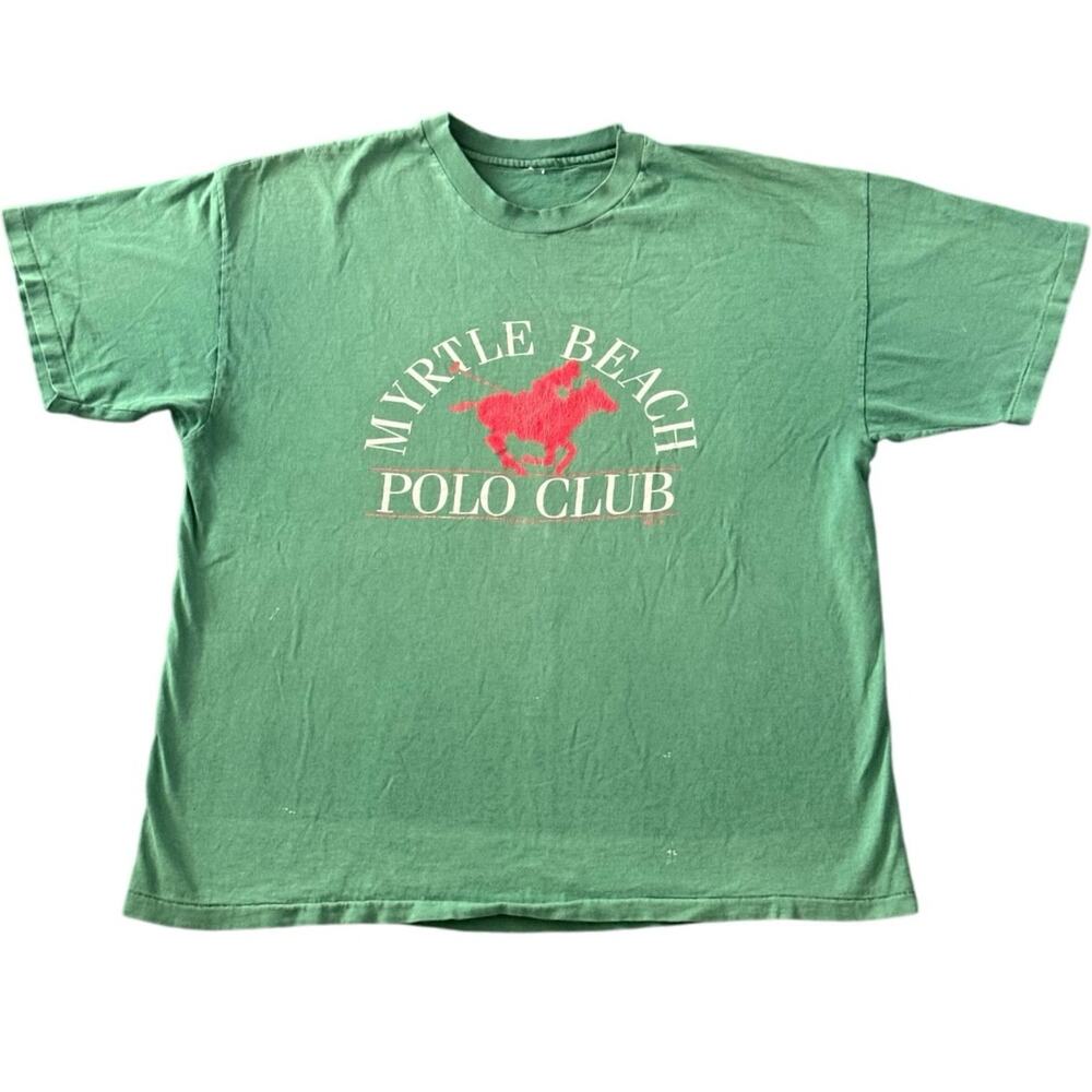 Vintage 90s Myrtle Beach Polo Club Single Stitch Green Shirt Adult Large